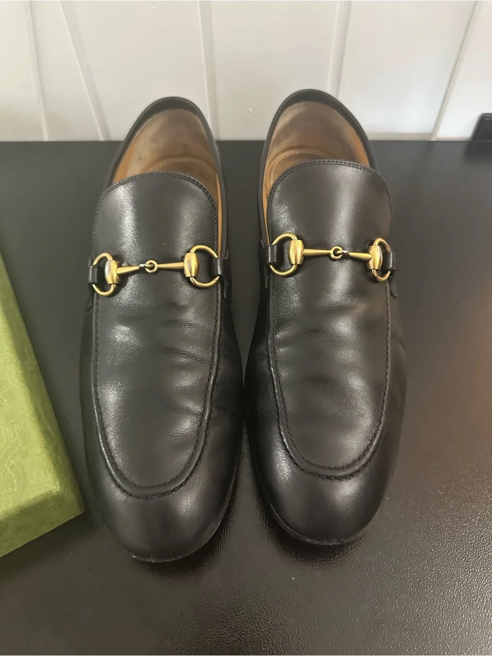 GUCCI Jordaan Horsebit Black LeatherLoafers 10 US $1090